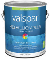 Valspar Medallion Plus 2300 028.0023003.007 Latex Paint, Acrylic Base, Satin Sheen, Tint Base, 1 gal, Plastic Can